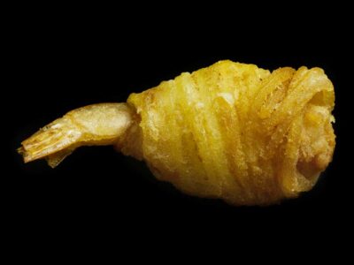 Gamberi in nido di patate
