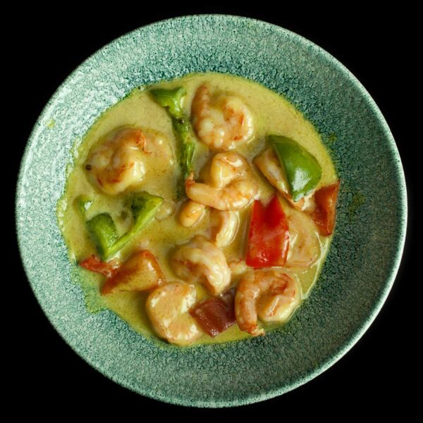 Gamberetti al curry e latte di cocco