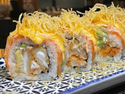 Roll ripieni di branzino in tempura